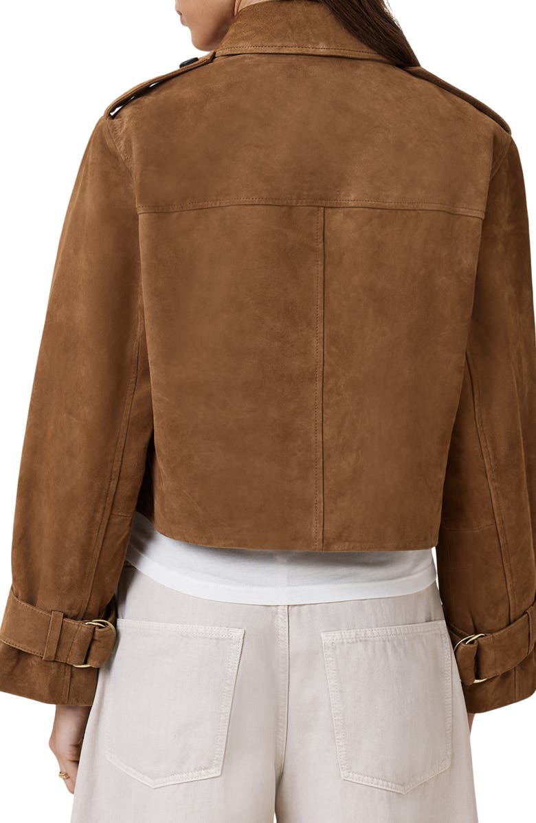AllSaints Hendry Suede Crop Trench Coat, Alternate, color, 