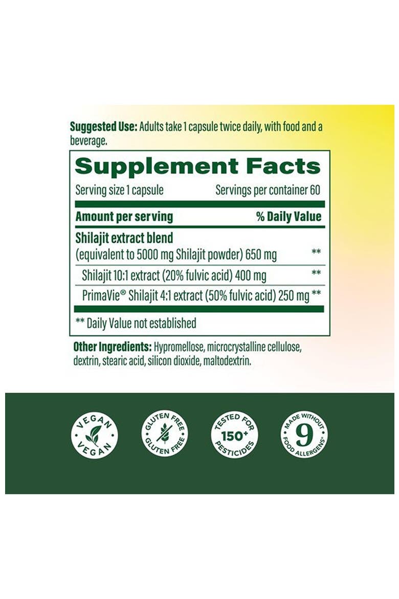 Shilajit 10,000mg With Fulvic Acid, Vegan, Gluten Free, 60 Capsules, Alternate, color, None