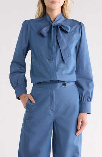 Derek Lam 10 Crosby Majah Tie Neck Long Sleeve Top