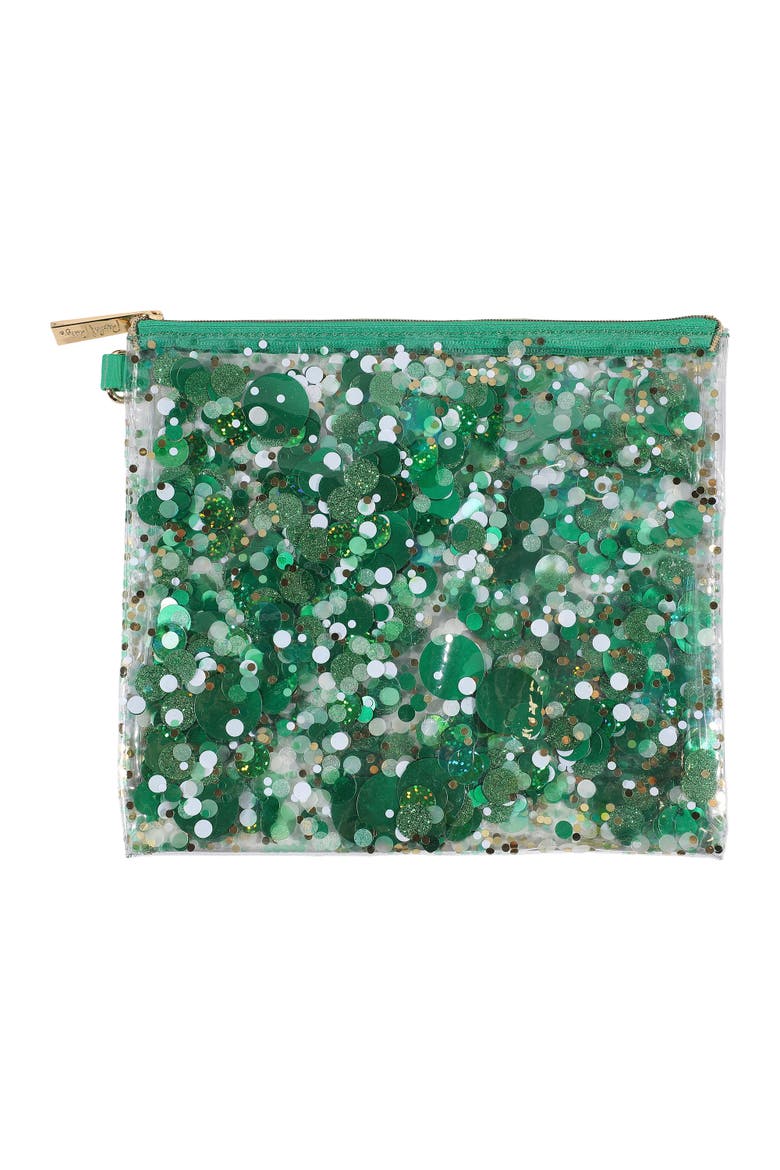 Spirit Squad Confetti Everything Pouch Makeup Bag Travel BagCosmetic Bag for Women, Alternate, color, Green