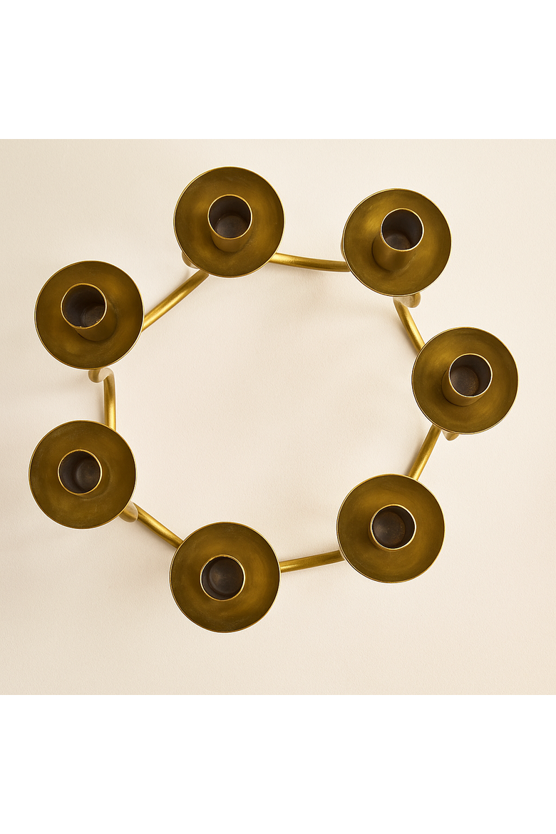Vine Candelabrum Hand-Cast Metal 7-Light Candle Holder, Alternate, color, Gold