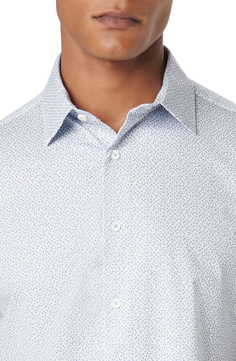 Bugatchi Miles OoohCotton<sup>®</sup> Geo Print Short Sleeve Button-Up Shirt, Alternate, color, Air Blue