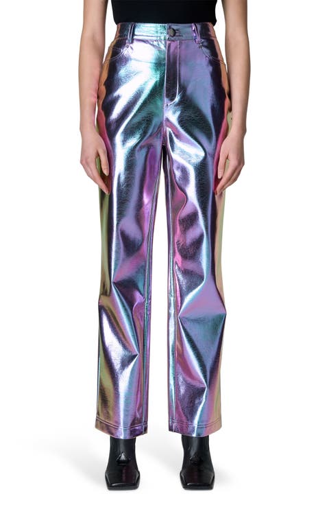 Metallic Ombré Faux Leather Pants