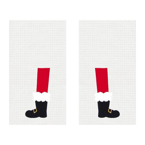 C & F Home C&f Home Santa Boots Waffle Weave Kitchen Towel Set Of 2 In Red