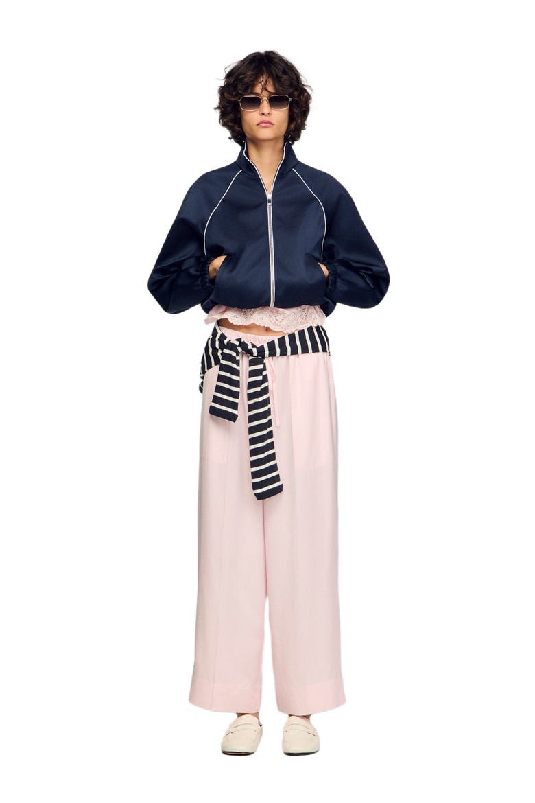 Satin-effect wide-leg trousers, Alternate, color, Light pink