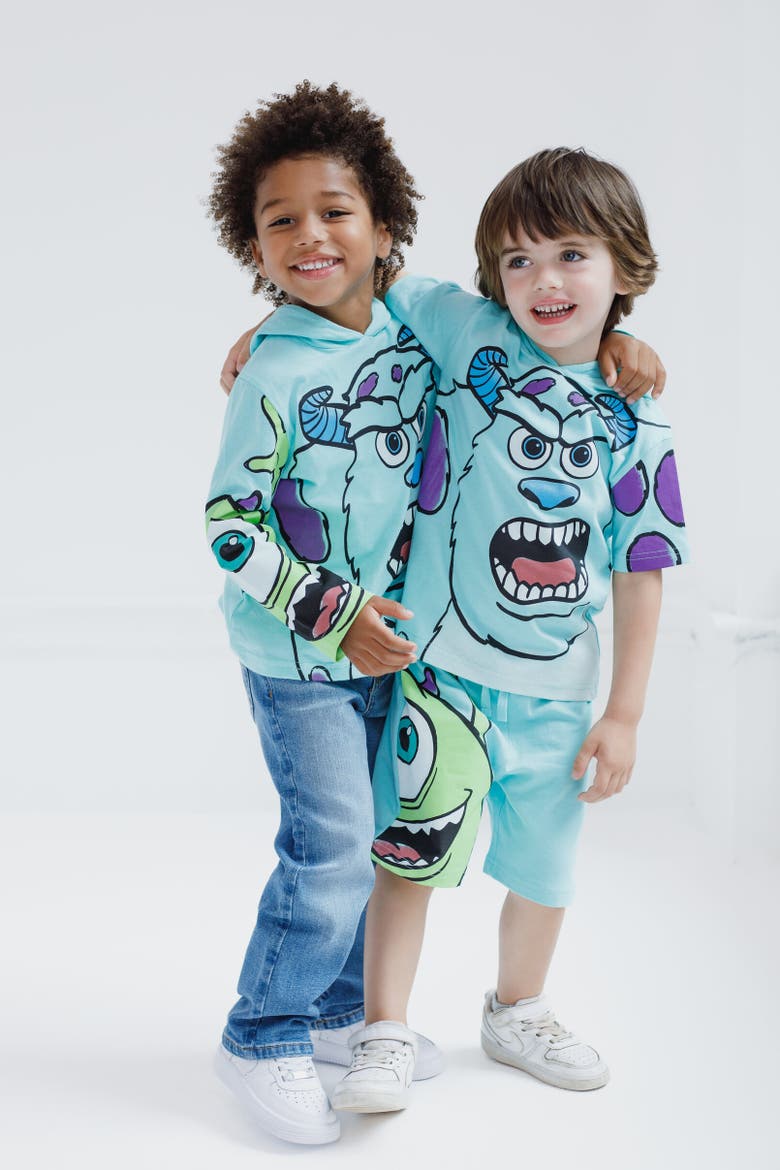 Monsters Inc. 2-Piece Hooded Tee and Shorts Set, Alternate, color, Sulley Mike Turquoise