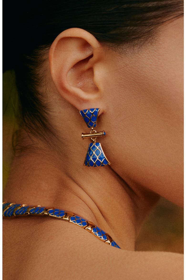 Nirah Earrings, Alternate, color, Gold&Blue