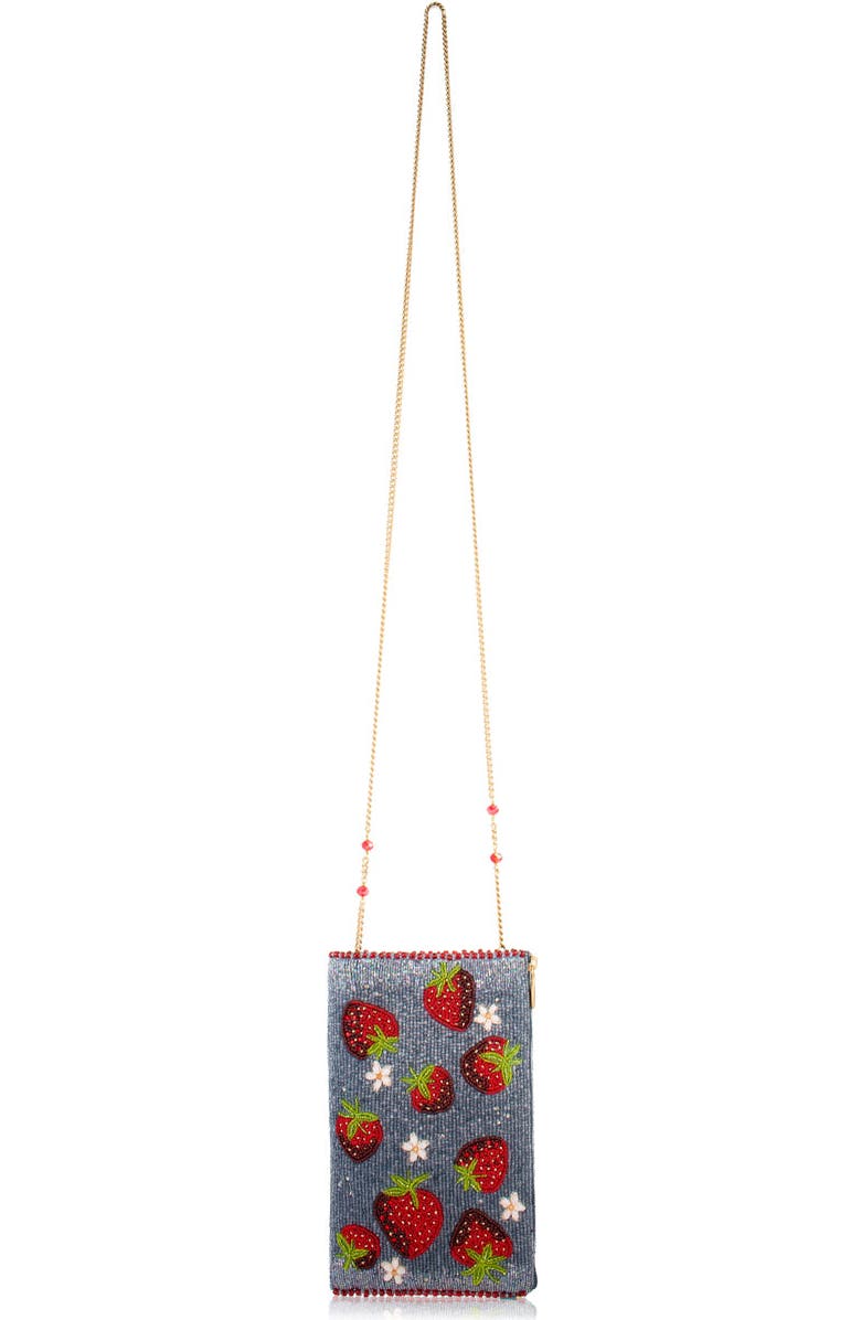 Mary Frances Accessories Strawberry Jam Crossbody Phone Bag, Alternate, color, Blue