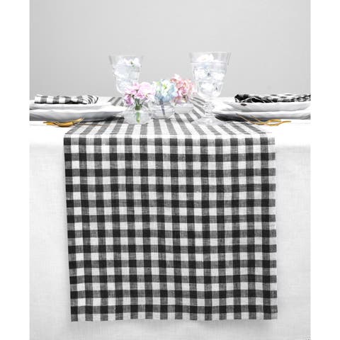 Linen Table Runner for Dining Table, Holiday and Everyday Table Decor - Gingham Check