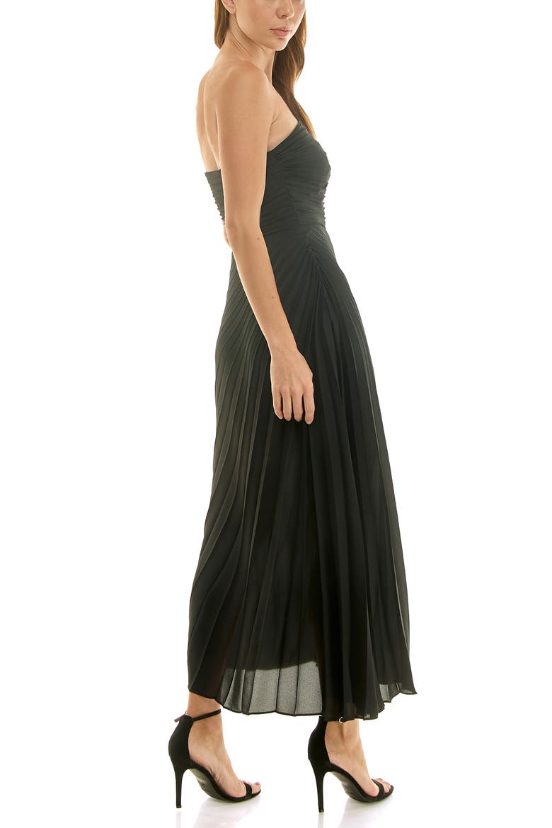 Strapless Pleated Chiffon Maxi Dress, Alternate, color, VERY BLACK