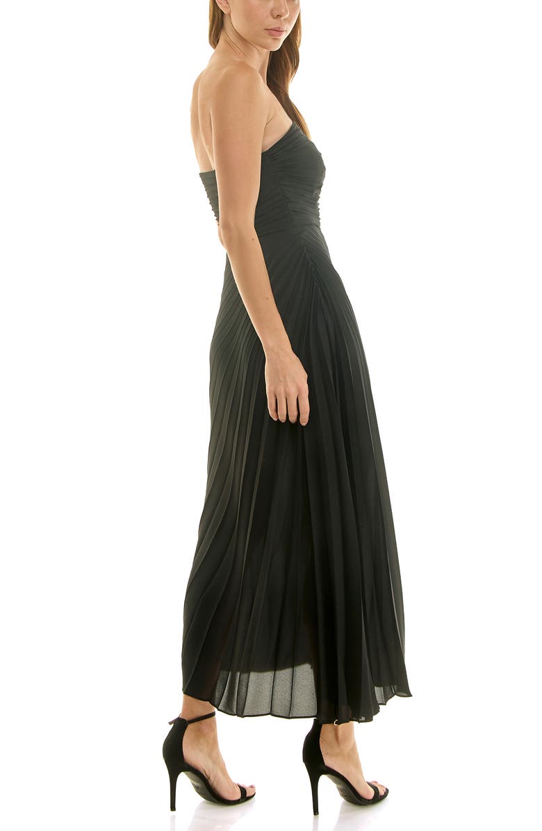 Nicole Miller Strapless Pleated Chiffon Maxi Dress, Alternate, color, Very Black