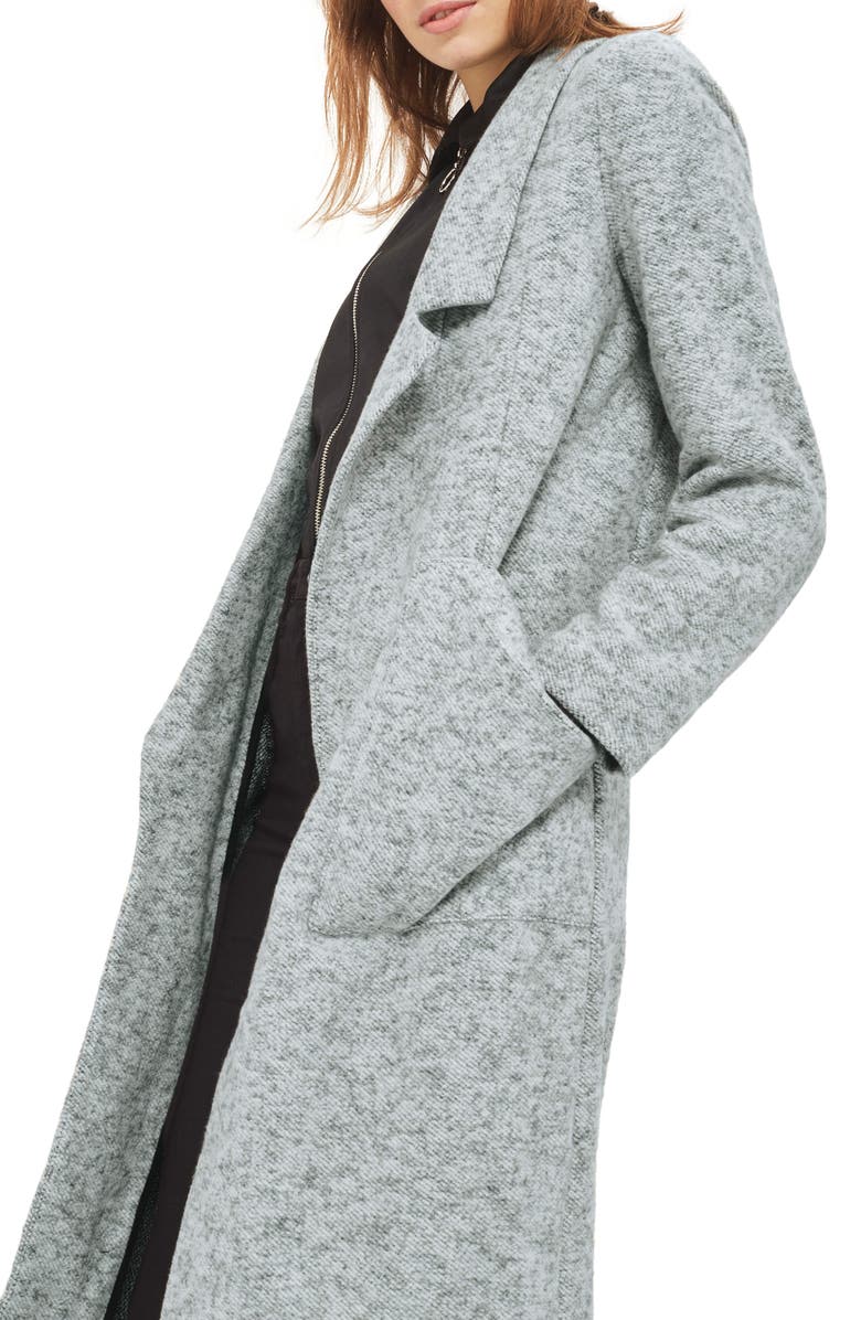 Topshop Brushback Jersey Coat, Main, color, 