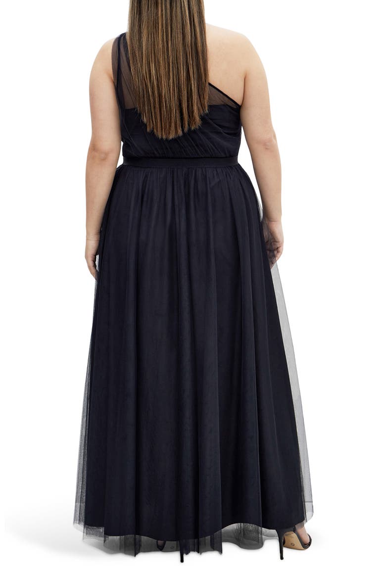 Daniela One-Shoulder Tulle Maxi Dress, Alternate, color, NAVY
