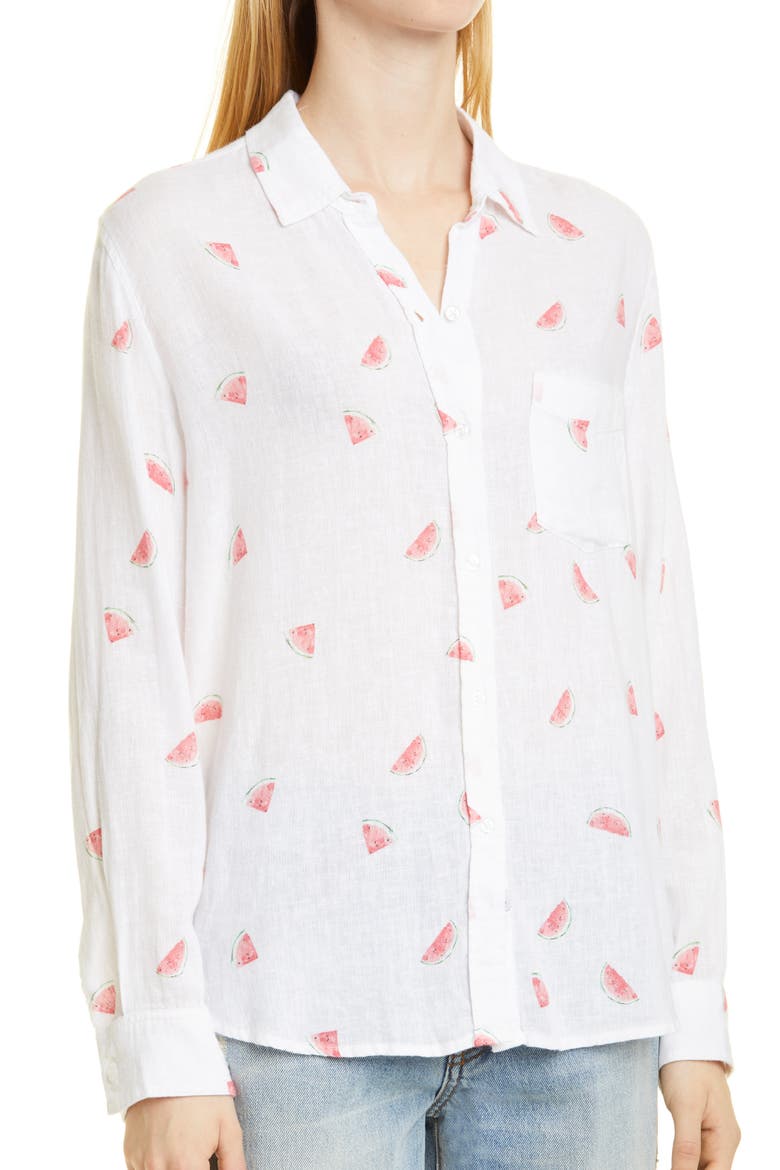 Charli Watermelon Print Linen Blend Blouse, Alternate, color, WATERMELONS MULTI