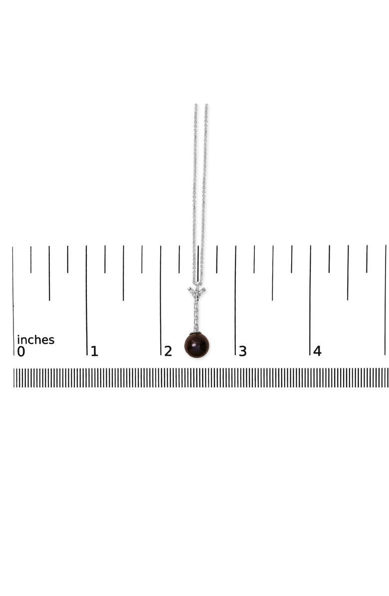 Haus of Brilliance Silver Black Pearl and Created White Sapphire Pendant Pendant Necklace, Alternate, color, White