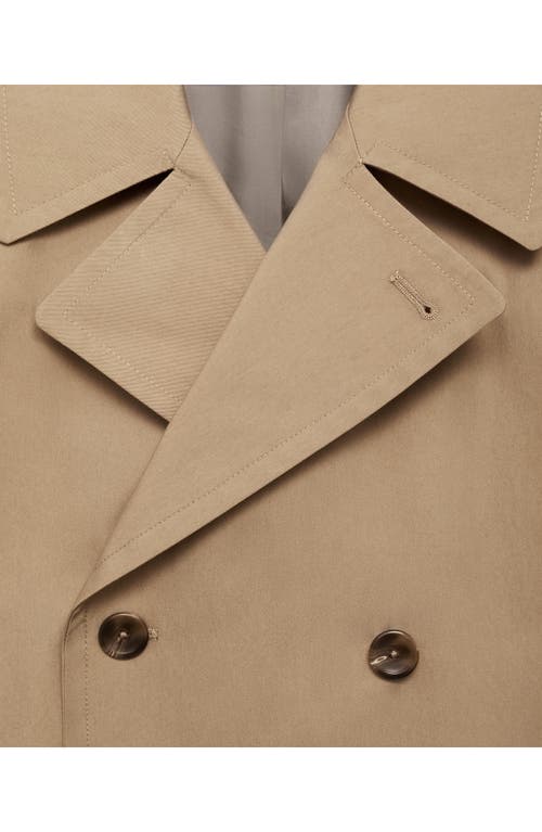 Mango Short Cotton Blend Trench Coat In Medium Brown