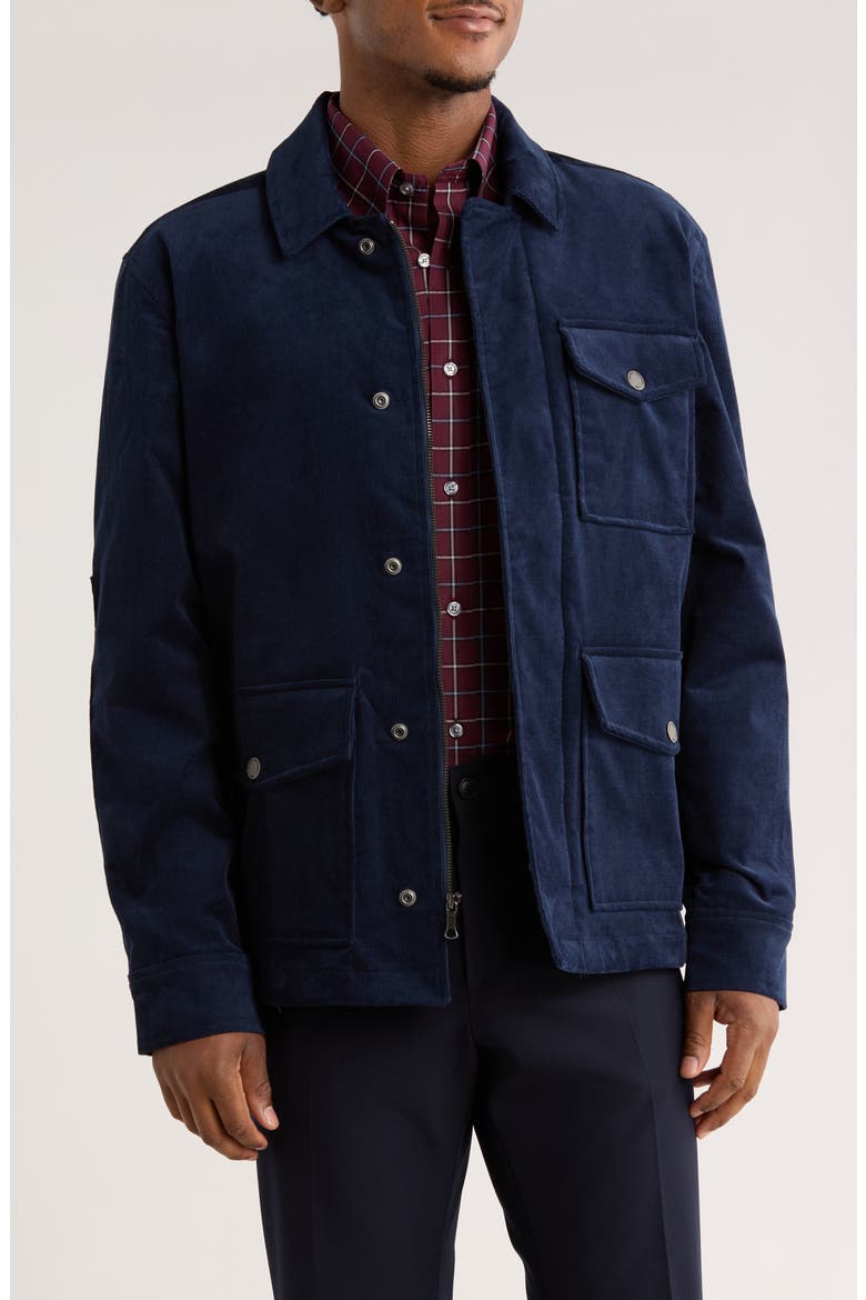 Military Corduroy Shirt Jacket, Main, color, NAVY BLAZER