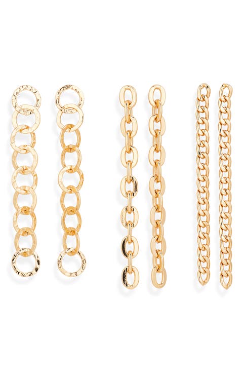 Set of 3 Chain Link Drop Earrings