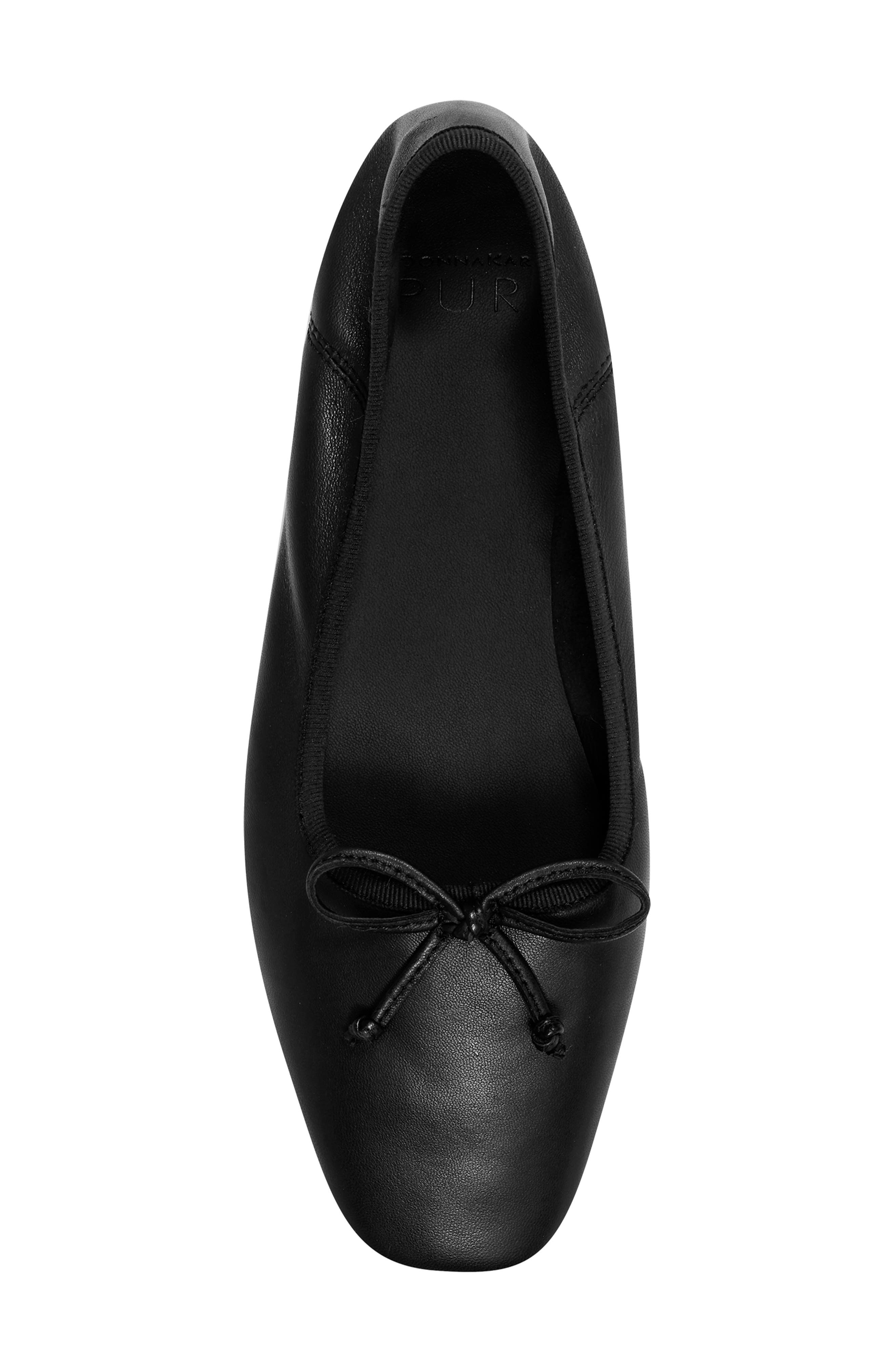 PURE Donna Karan Delaney Square Toe Ballet Flat, Alternate, color, Black