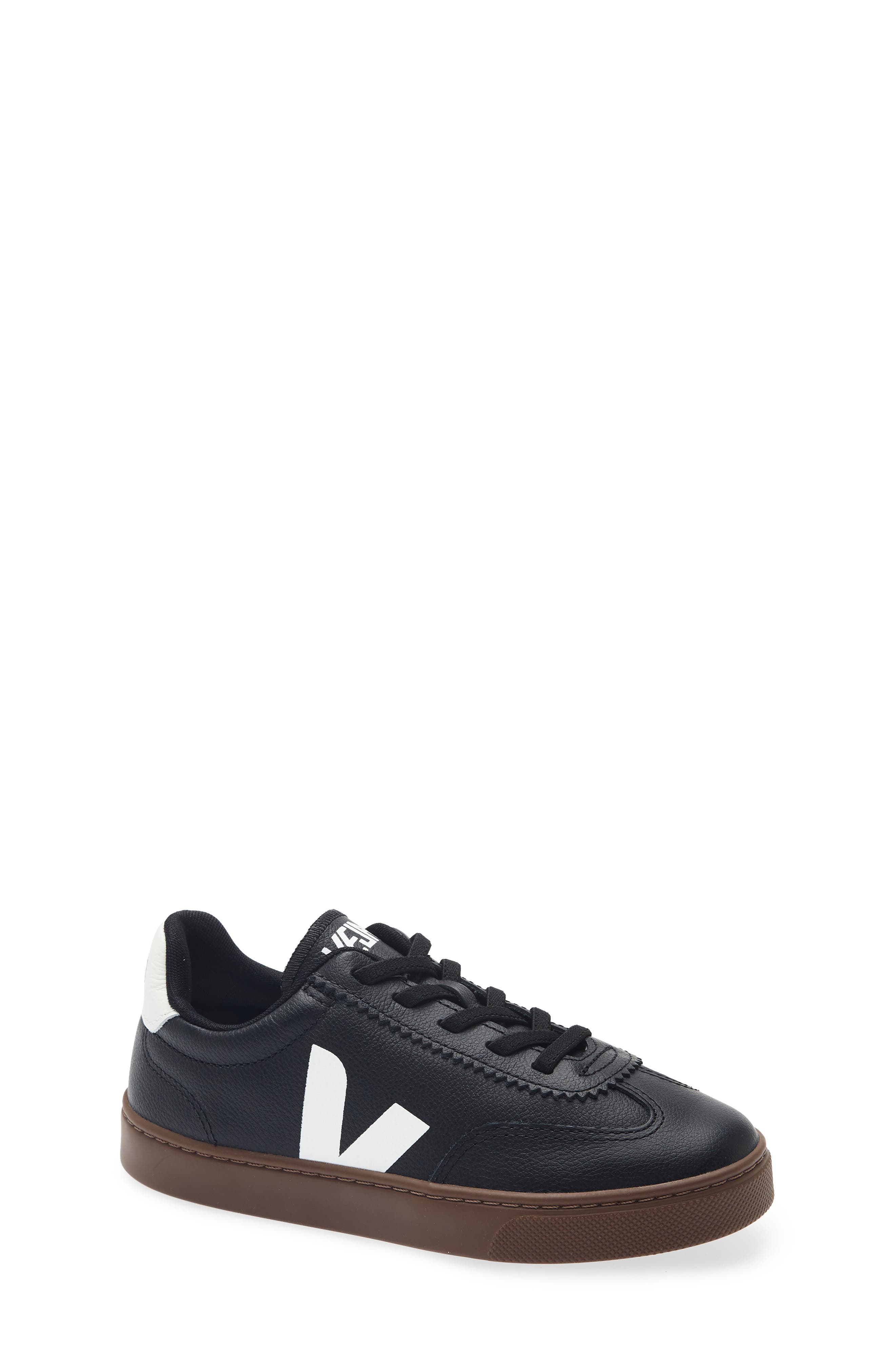 Kids' Volley Elastic Lace Sneaker, Main, color, BLACK WHITE BARK