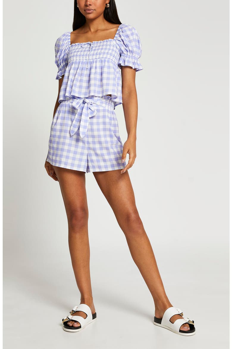 Gingham Check Swing Crop Top, Alternate, color, LIGHT PURPLE