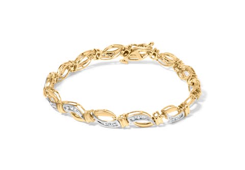 10K Yellow and White Gold 1/2 Cttw Diamond Infinity Link Tennis Bracelet