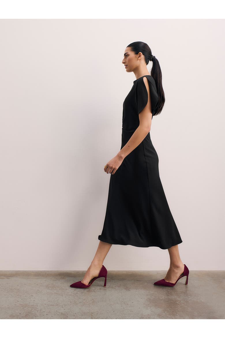 Doppio Salerno Boat-Neck Midi Dress, Alternate, color, Black