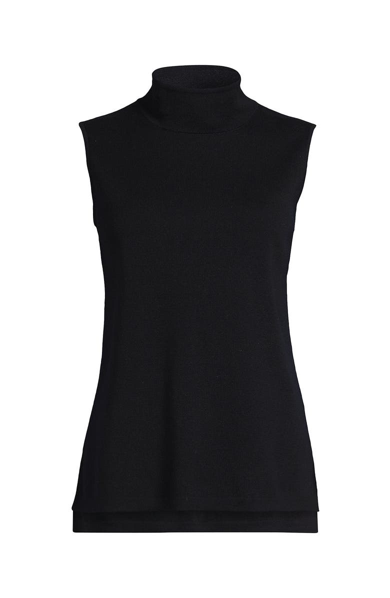 Lands' End Fine Gauge Sleeveless Mock Sweater, Alternate, color, Black