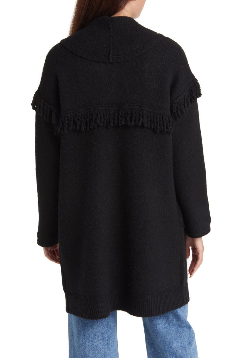 Fringe Yoke Cardigan, Alternate, color, BLACK