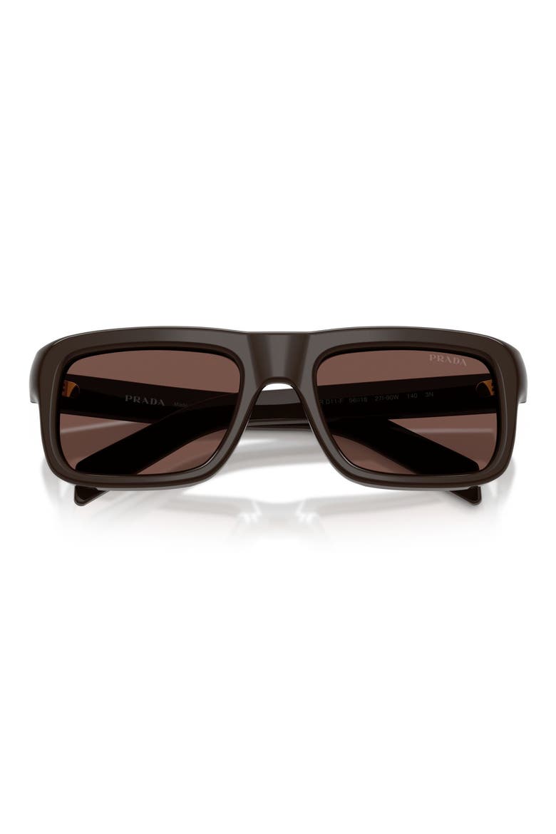 56mm Rectangular Sunglasses, Alternate, color, CIGAR / BLACK CHOCOLATE