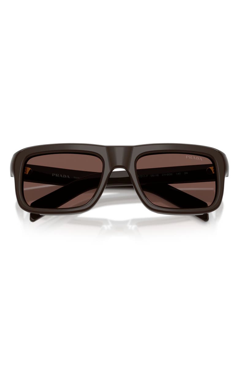 Prada 56mm Rectangular Sunglasses, Alternate, color, Cigar / Black Chocolate