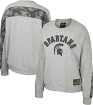 COLOSSEUM Women's Colosseum Heather Gray Michigan State Spartans OHT Military Appreciation Flag Rank Dolman Pullover Sweatshirt