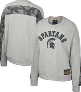 COLOSSEUM Women's Colosseum Heather Gray Michigan State Spartans OHT Military Appreciation Flag Rank Dolman Pullover Sweatshirt