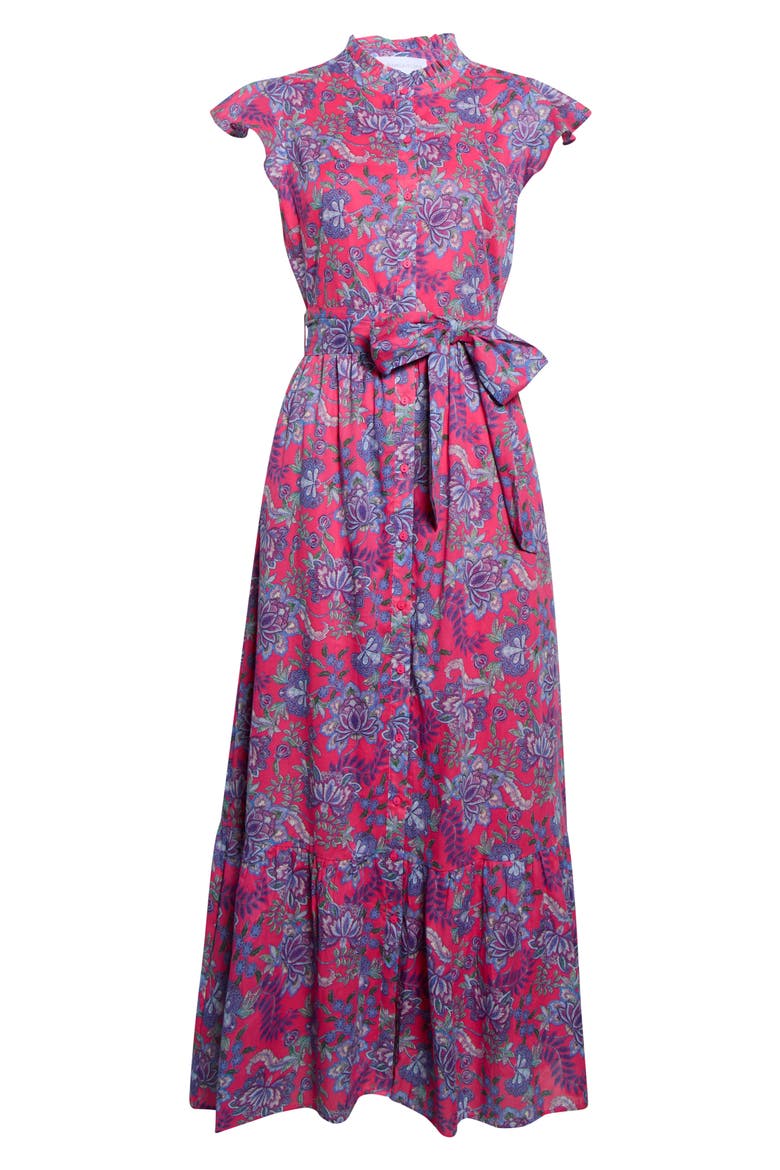 Riah Floral Button-Up Tiered Maxi Dress, Alternate, color, PINK-BLUE-GREEN