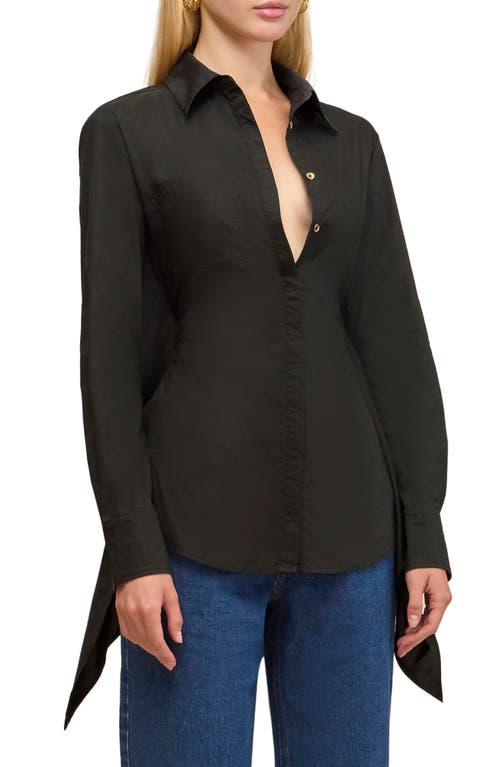 Cult Gaia Emelyn Poplin Button-up Shirt In Black