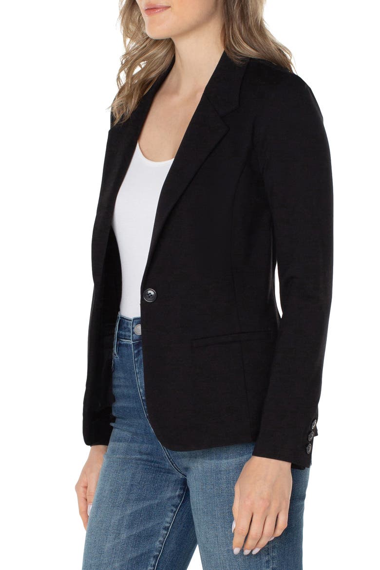 Fitted Knit Blazer, Alternate, color, BLACK