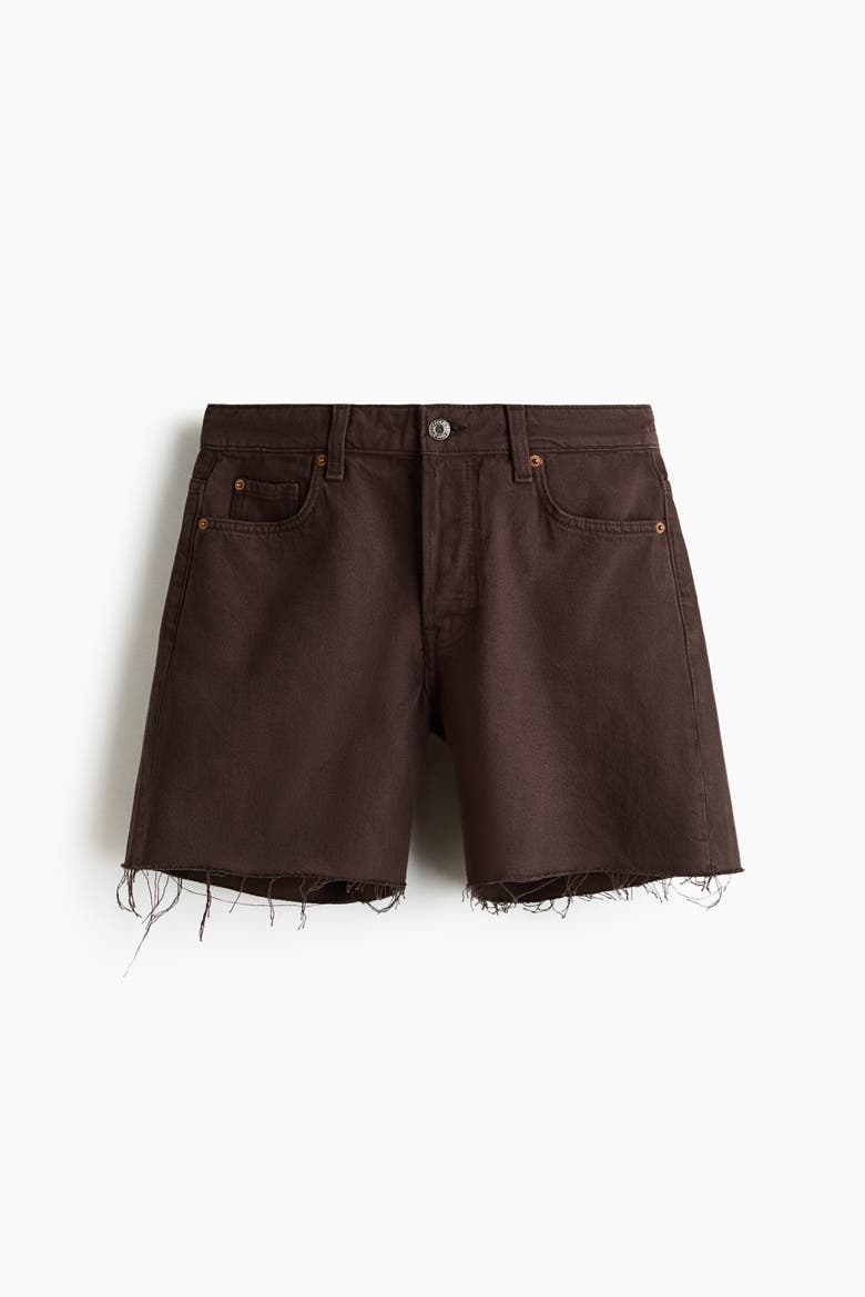 Raw-edge Denim Shorts, Alternate, color, Dark brown