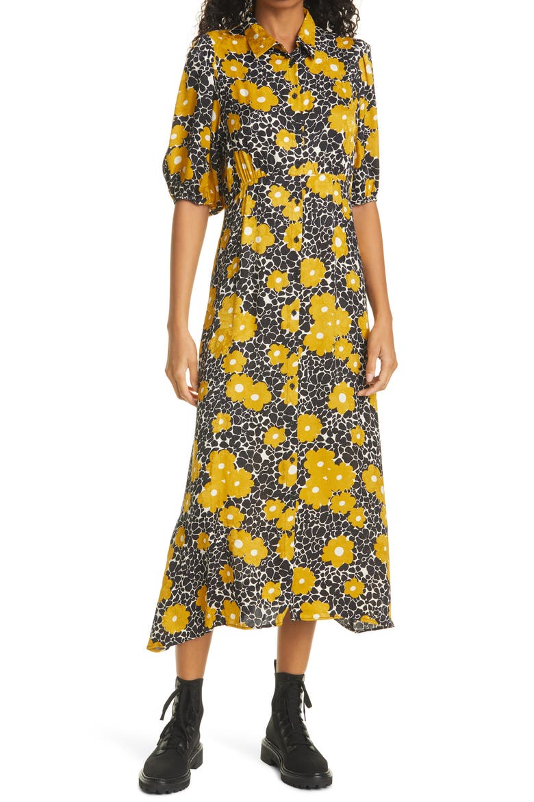 Babeth Floral Shirtdress, Main, color, CURRY