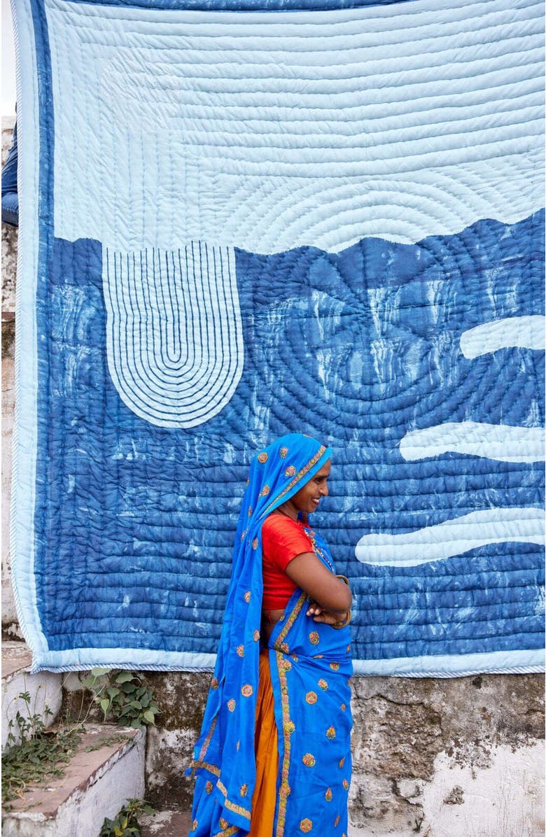 CQC LA HIGH TIDE Quilt Bedding Set with 2 Shams, Alternate, color, Green, Blue