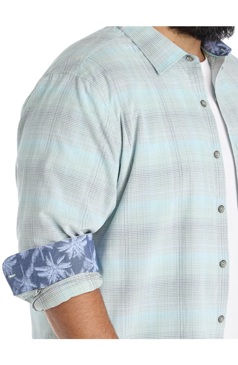 Tommy Bahama Big & Tall Coastline Cord Mesa Plaid Sport Shirt, Alternate, color, Baby Fern