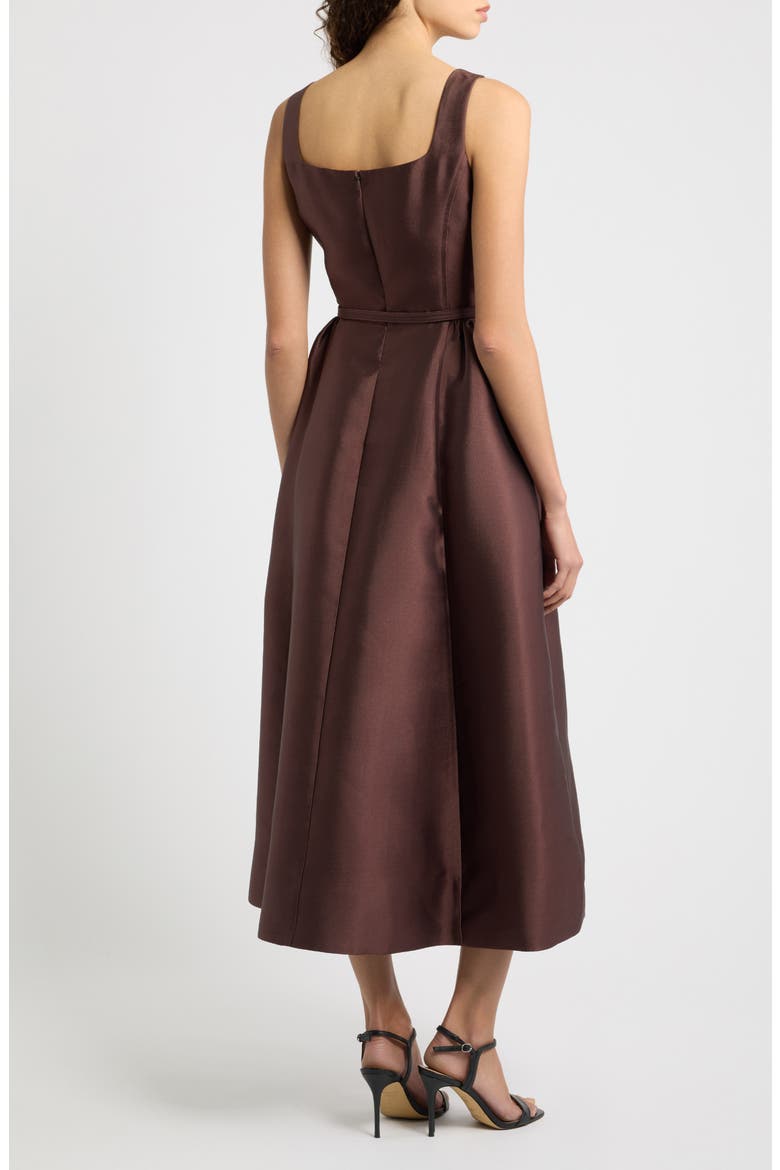 Belted Fit & Flare Gown, Alternate, color, BROWN