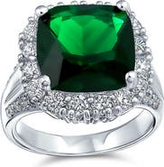 BLING JEWELRY Solitaire CZ Imitation Emerald Ring