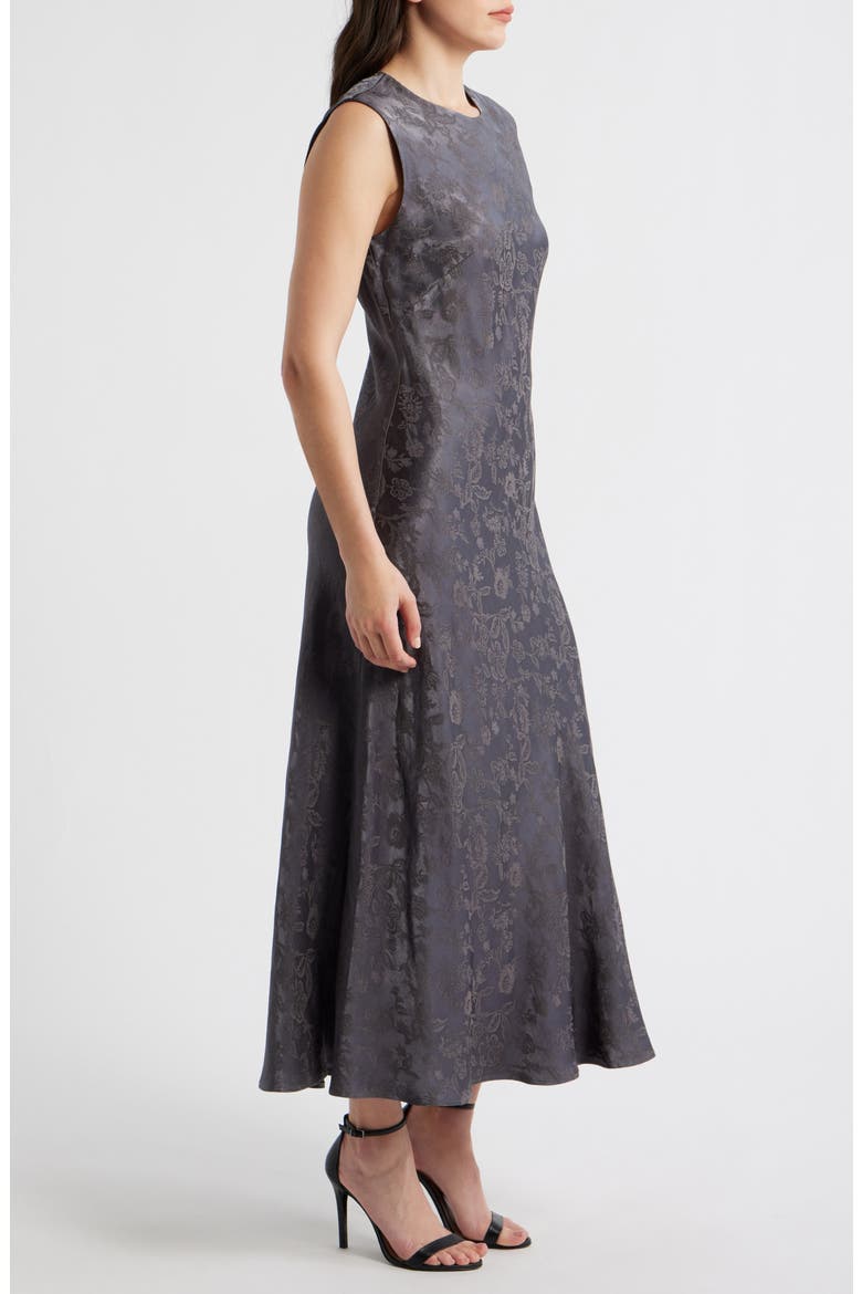 Textured Floral Damask Maxi Dress, Alternate, color, GREY