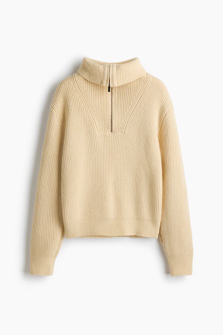 Rib-knit Zip-top Jumper, Alternate, color, Light yellow