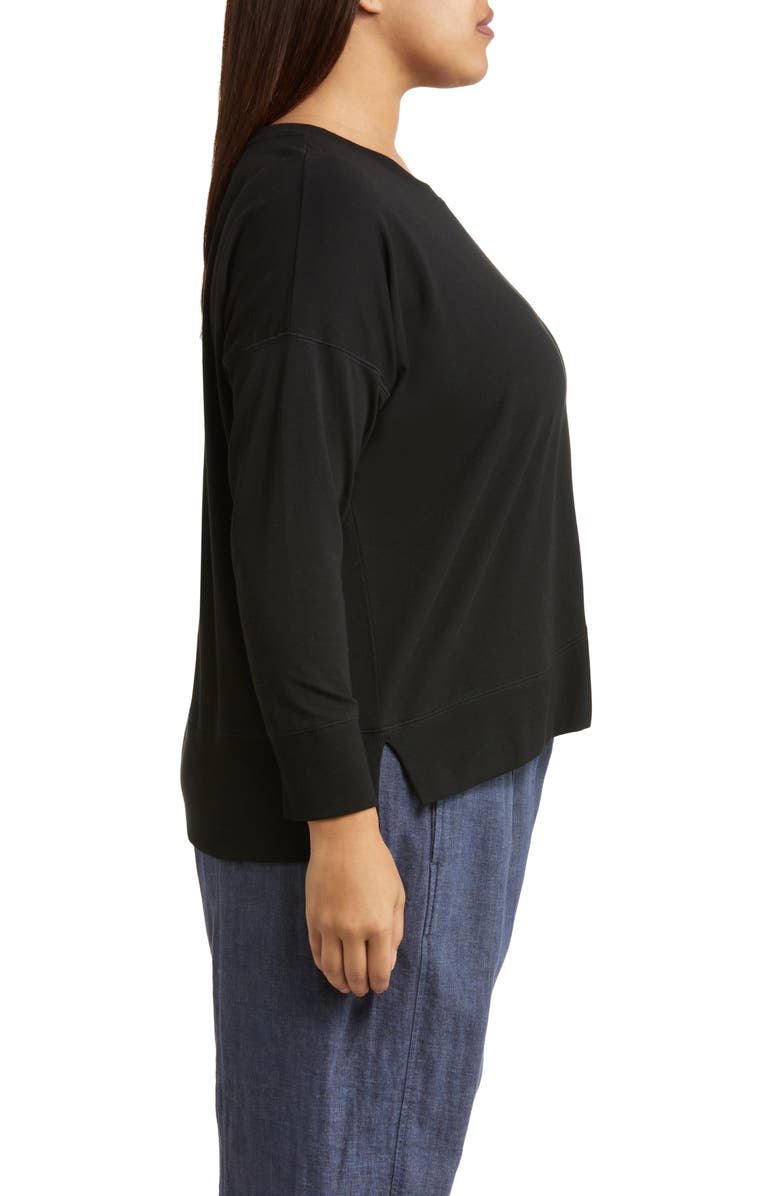 Eileen Fisher Crewneck Stretch Organic Cotton Knit Top, Alternate, color,