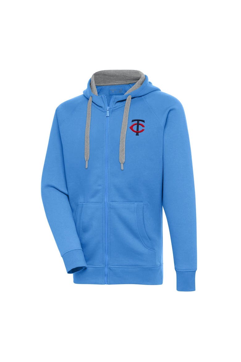 Men's Antigua Light Blue Minnesota Twins Victory Full-Zip Hoodie, Main, color, Light Blue
