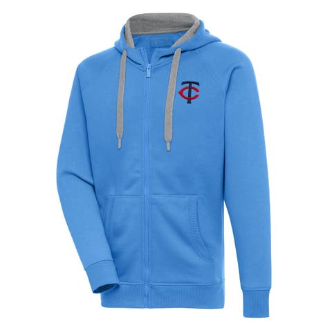 Men's Antigua Light Blue Minnesota Twins Victory Full-Zip Hoodie