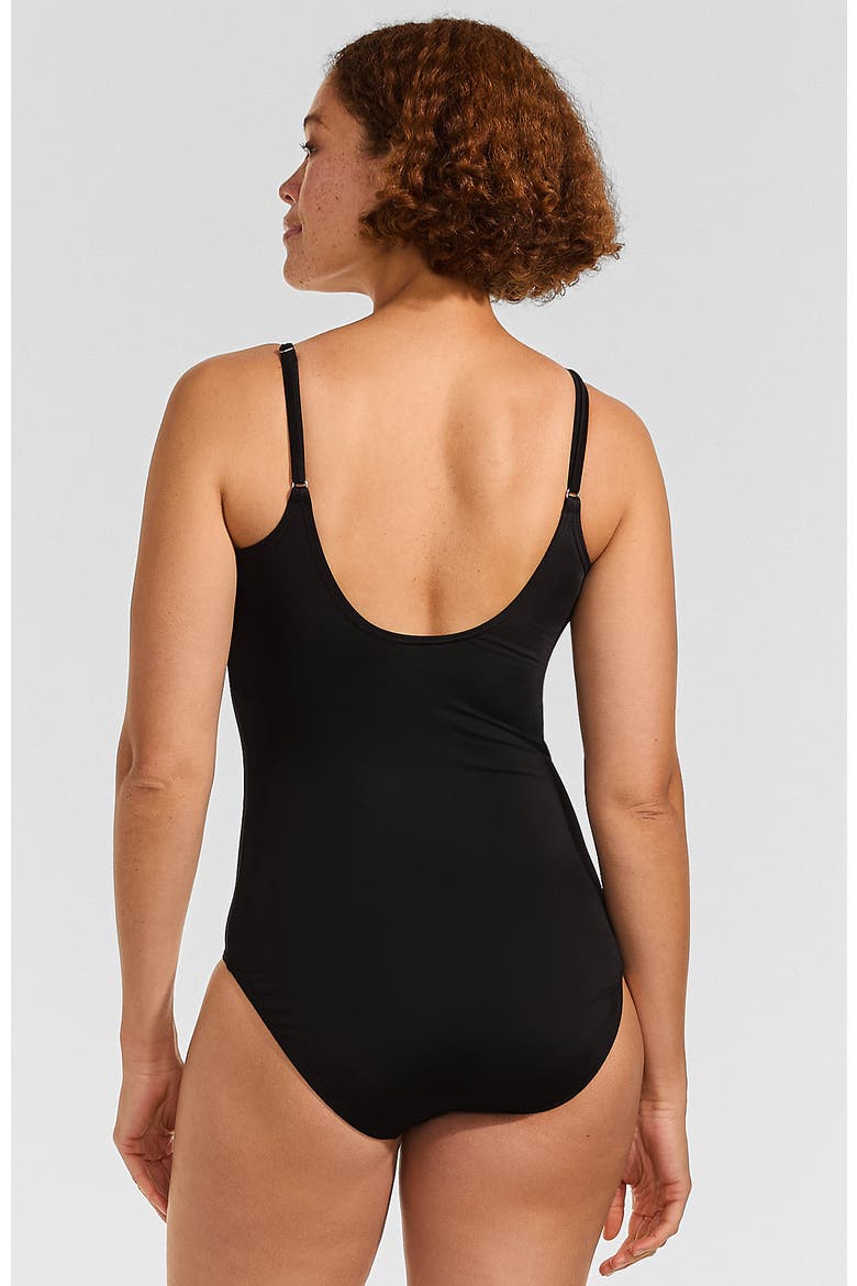 Plus Size Tugless Thin Strap One Piece Swimsuit, Alternate, color, Black