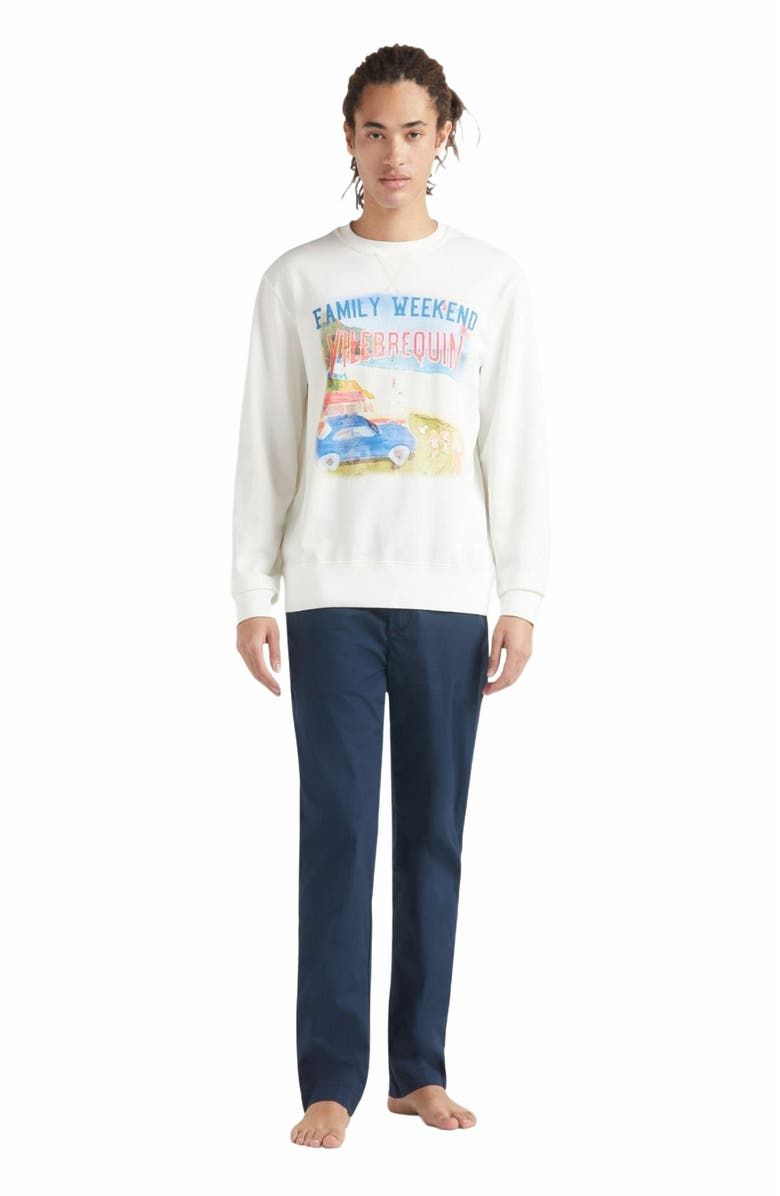 Vilebrequin Men's Family Weekend Cotton Crewneck Sweatshirt, Main, color, Off White