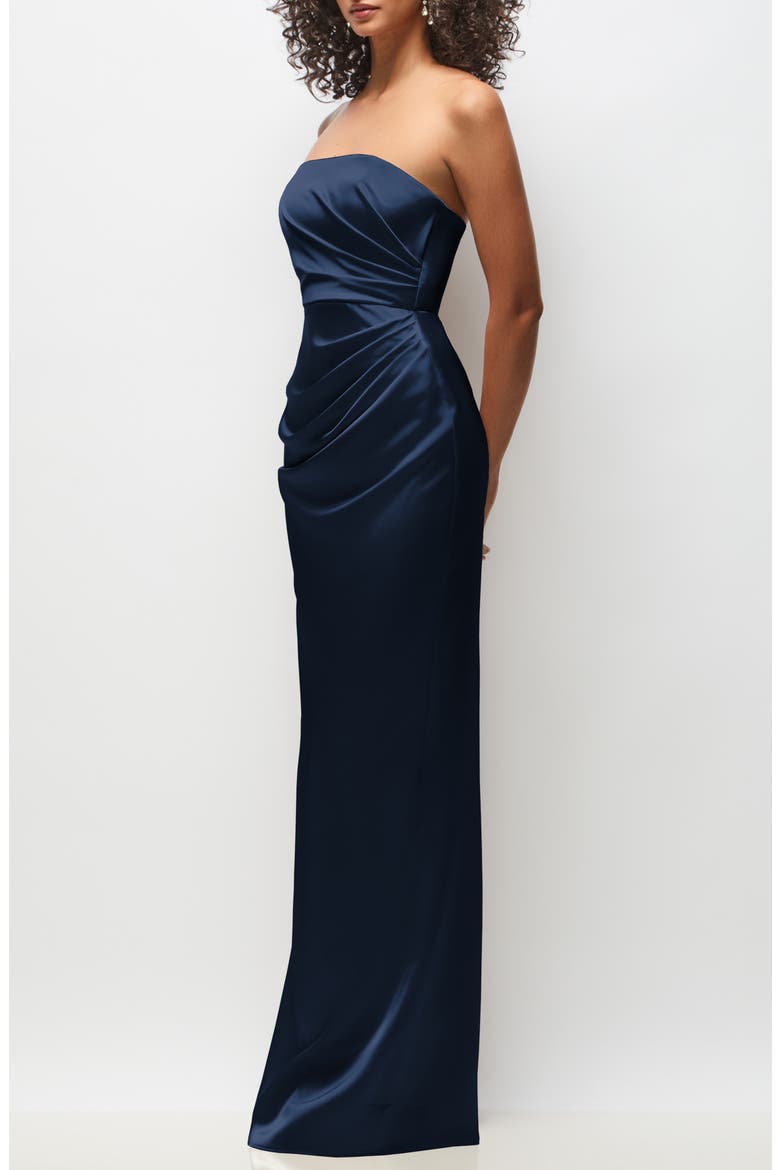 Niamh Ruched Satin Gown, Alternate, color, MIDNIGHT